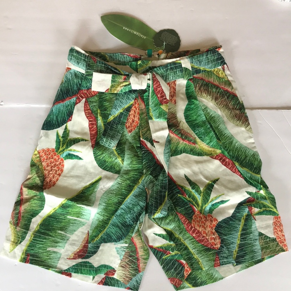 Farm Rio Forest Palm Linen Shorts sz M NWT